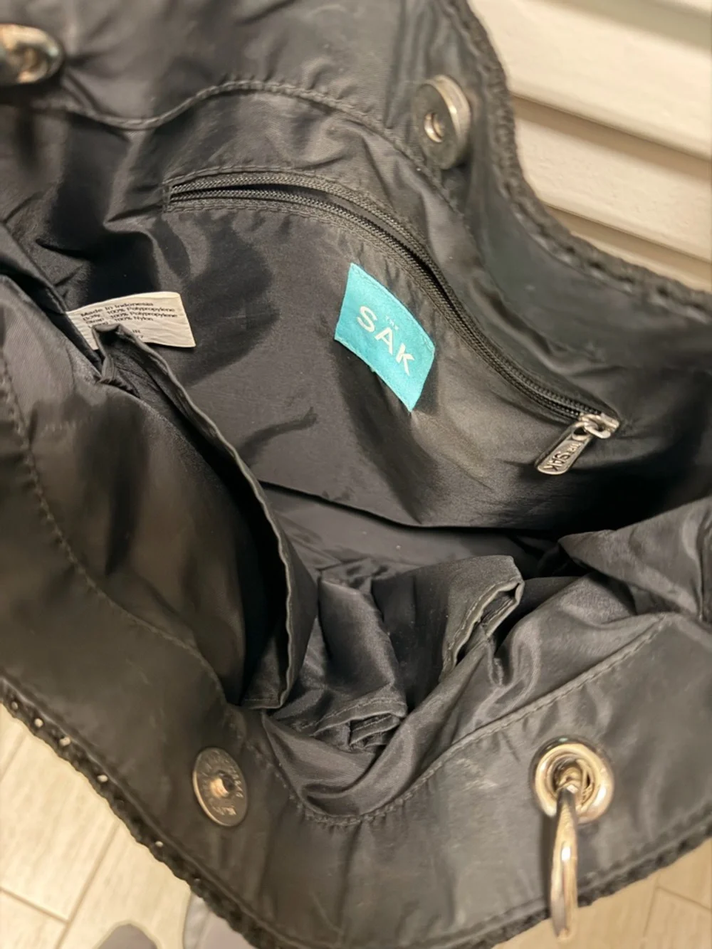 The Sak Crochet Shoulder Bag Black Removeable strap - Picture 4 of 7